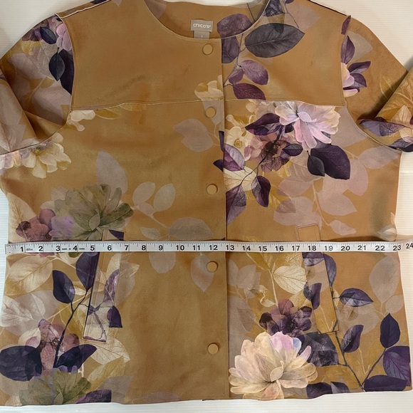 Chico’s Scuba Floral Print Faux Suede Jacket Size 3 US 16-18 - Picture 5 of 7